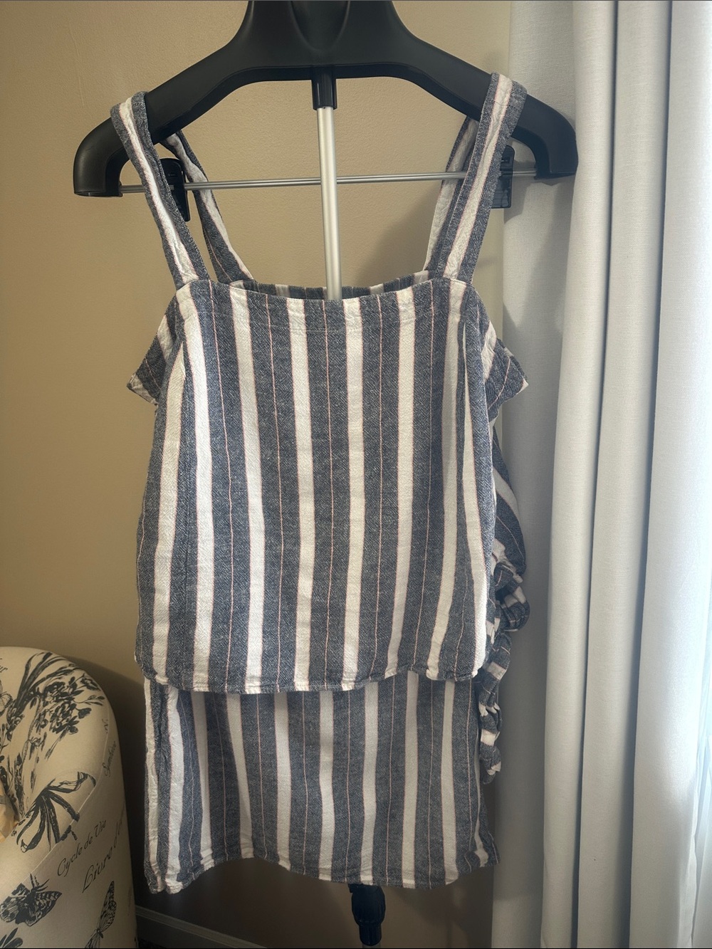 Striped Blue and White Matching Set